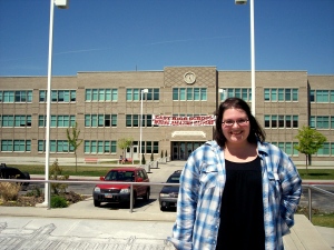 Me at my happy place, East High... gonna meet Zac on the roof later. You know.